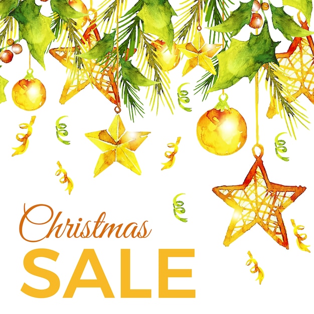 Free vector watercolor christmas sale concept