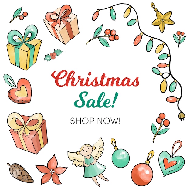 Watercolor christmas sale concept