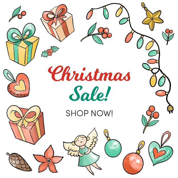 Watercolor christmas sale concept