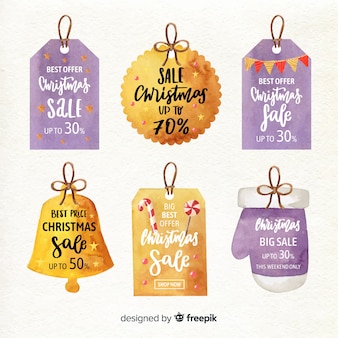 Watercolor christmas sale label collection