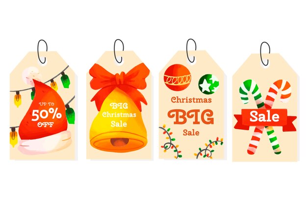 Watercolor christmas sale tag collection