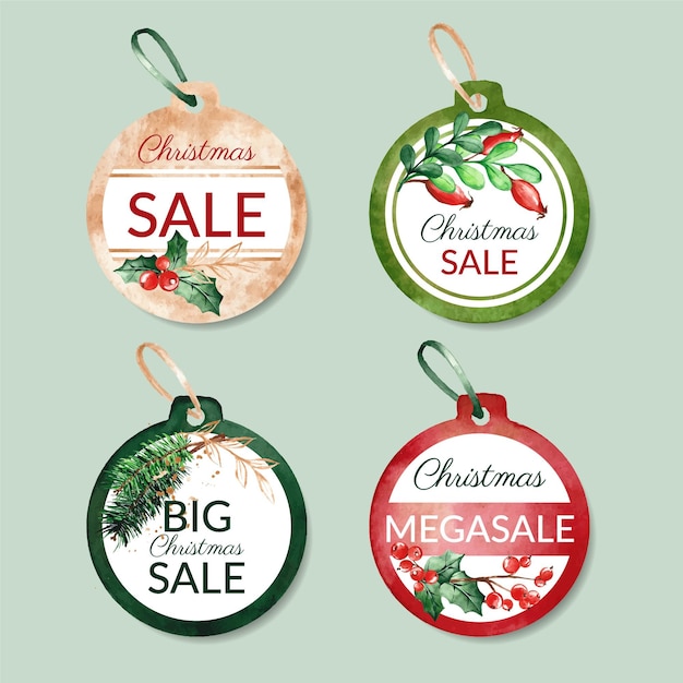 Watercolor christmas sale tag collection