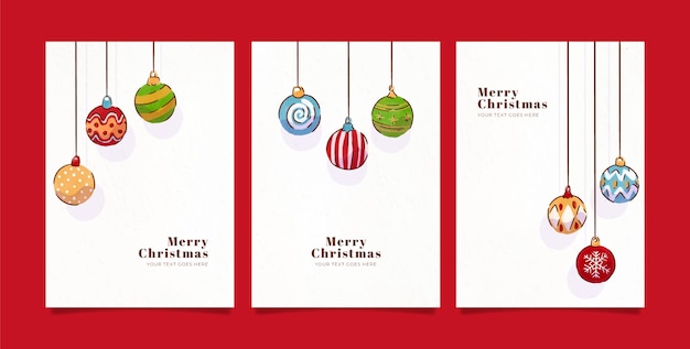 Watercolor christmas season minimalist cards collection