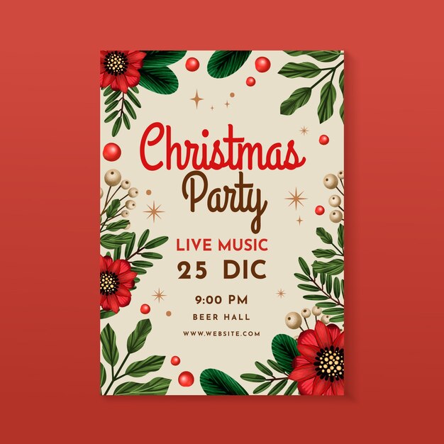 Free vector watercolor christmas season party poster template