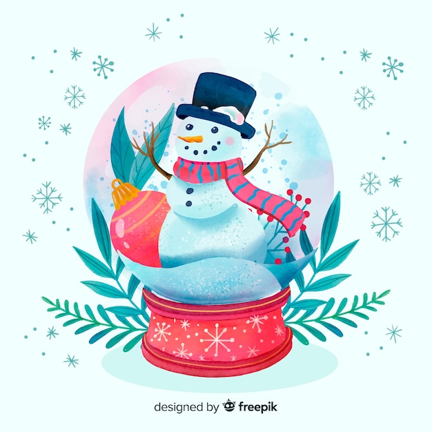 Watercolor christmas snowball globe