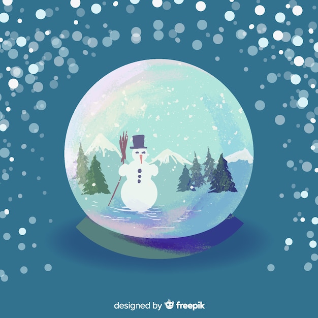 Акварель Рождество Снежный шар