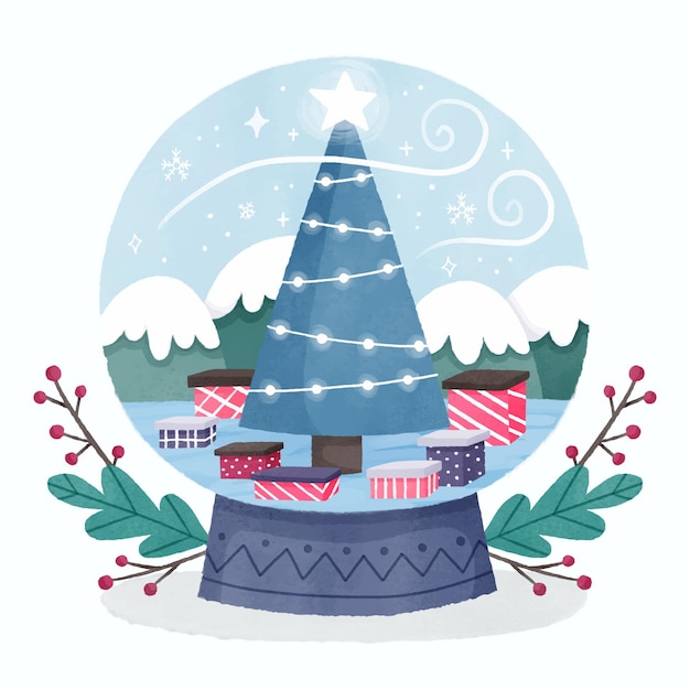 Free vector watercolor christmas snowball globe