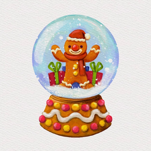 Free vector watercolor christmas snowball globe