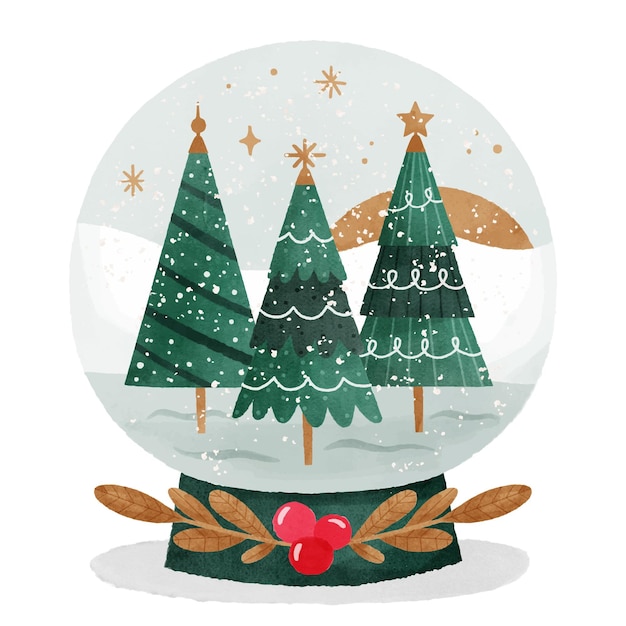 Free vector watercolor christmas snowball globe