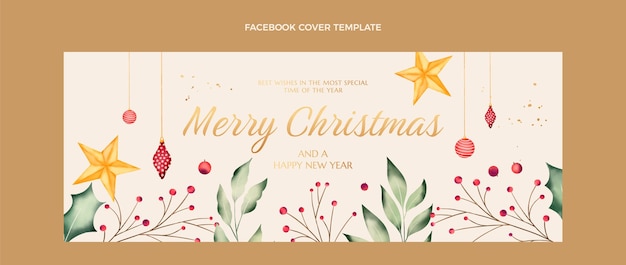 Free vector watercolor christmas social media cover template