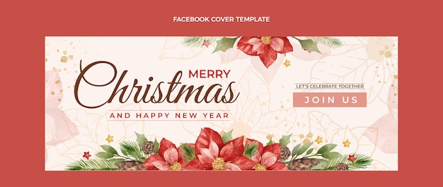 Free vector watercolor christmas social media cover template