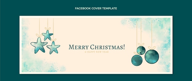 Free vector watercolor christmas social media cover template