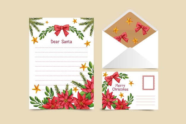 Free vector watercolor christmas stationery template