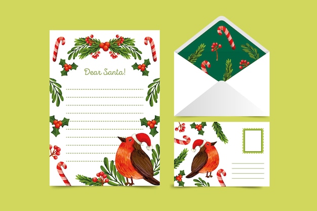 Watercolor christmas stationery template