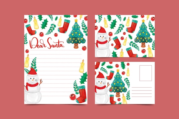 Free vector watercolor christmas stationery template