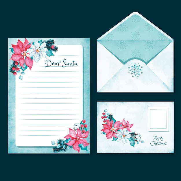 Watercolor christmas stationery template