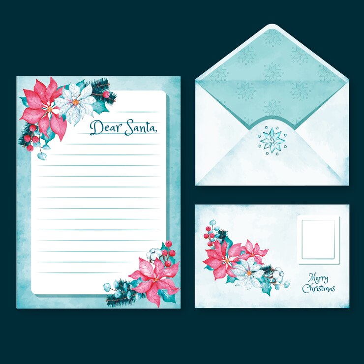 मुफ़्त वेक्टर watercolor christmas stationery template