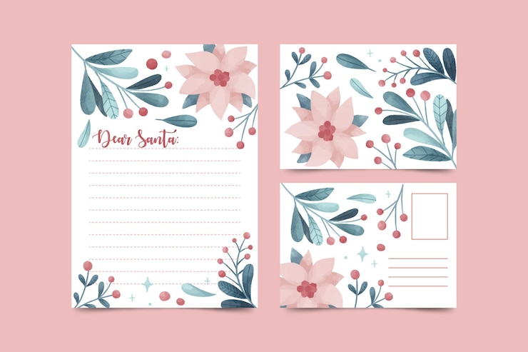 Free Vector watercolor christmas stationery template