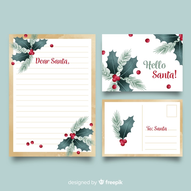 Free vector watercolor christmas stationery template