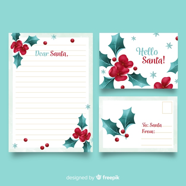 Watercolor christmas stationery template