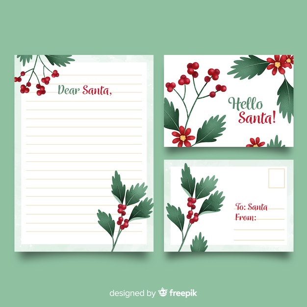 Watercolor christmas stationery template