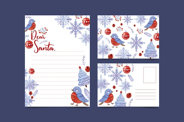 Watercolor christmas stationery template