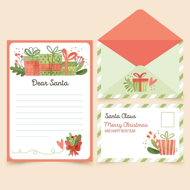 Watercolor christmas stationery template