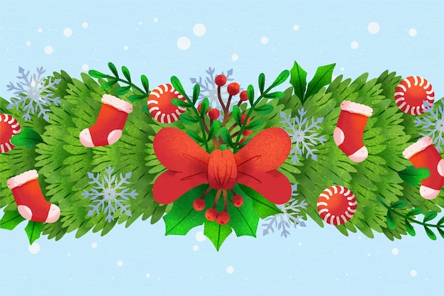 Free vector watercolor christmas tinsel background