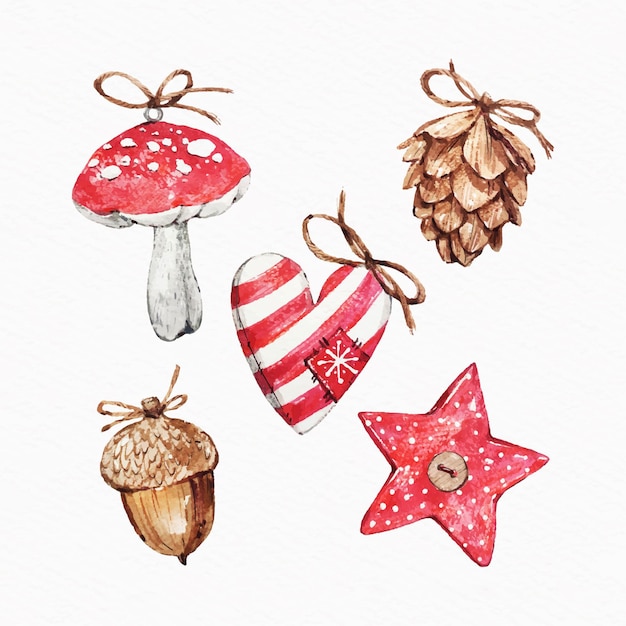 Watercolor christmas toys collection