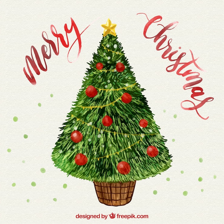 Free Vector watercolor christmas tree background