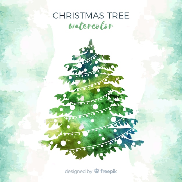 Free vector watercolor christmas tree background