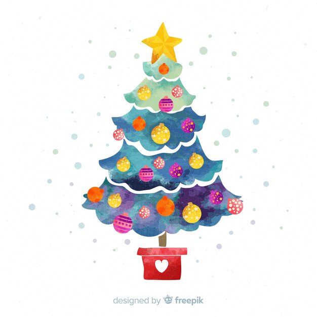 Watercolor christmas tree background