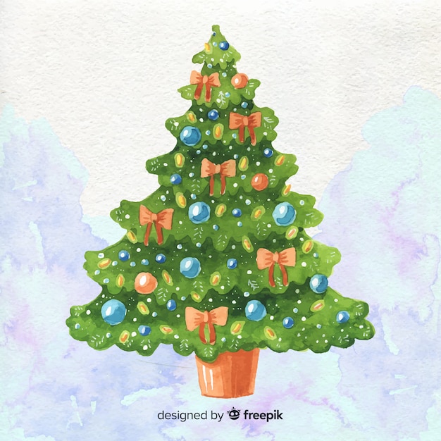 Free vector watercolor christmas tree background