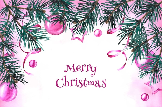 Free vector watercolor christmas tree branches background