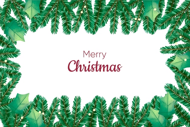 Free vector watercolor christmas tree branches background