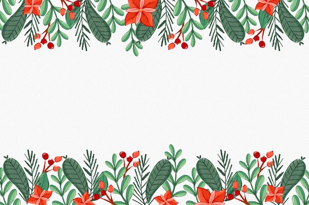 Watercolor christmas tree branches background