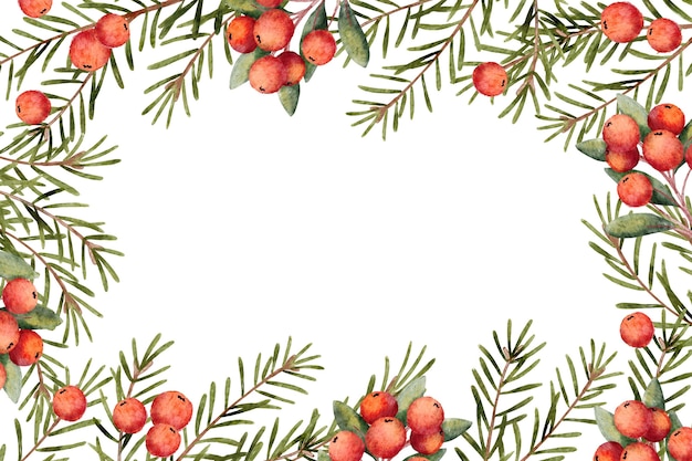 Free vector watercolor christmas tree branches background