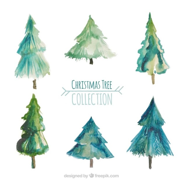 Free Vector watercolor christmas tree collection