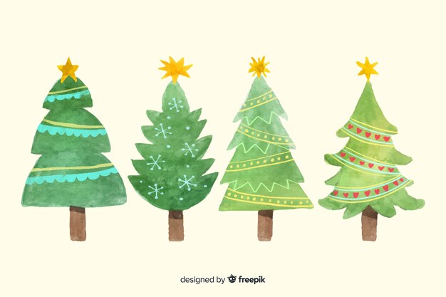 Watercolor christmas tree collection