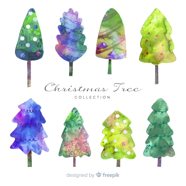 Watercolor christmas tree collection