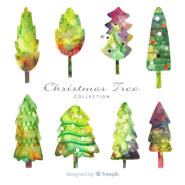 Watercolor christmas tree collection