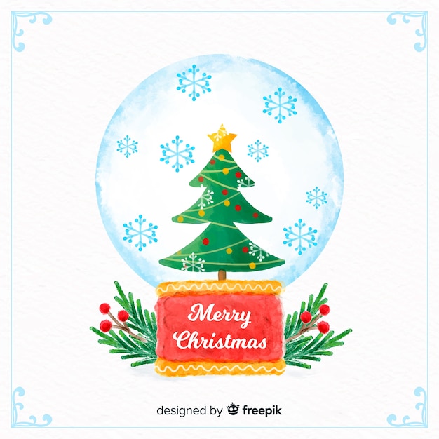 Free vector watercolor christmas tree globe