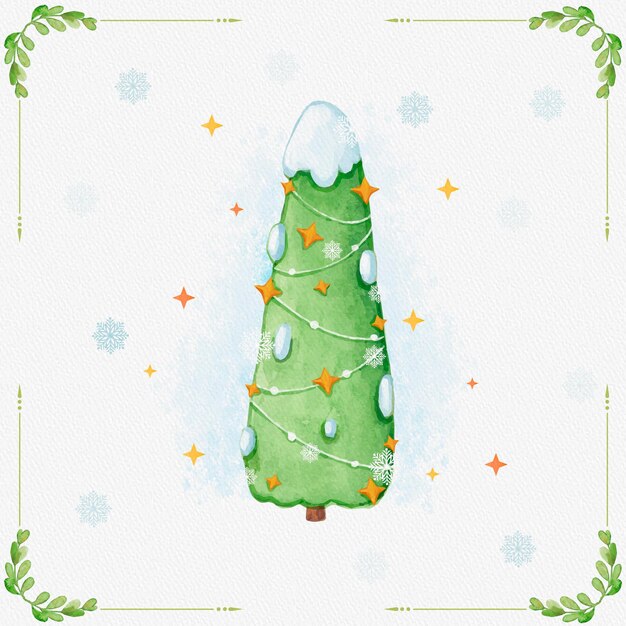 Free vector watercolor christmas tree with snow