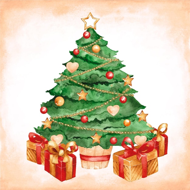 Free vector watercolor christmas tree