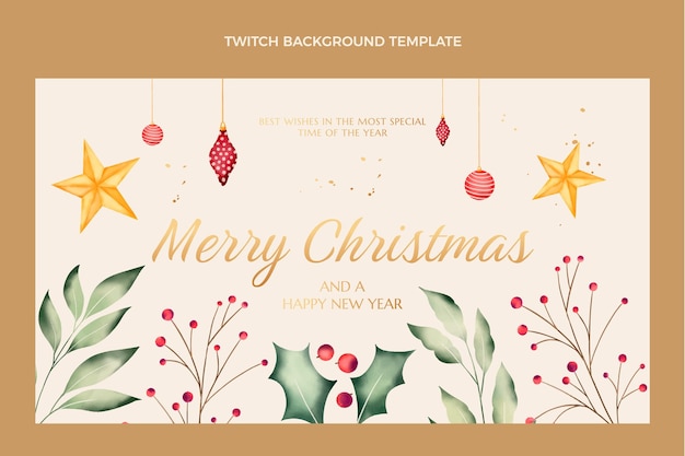 Free vector watercolor christmas twitch background