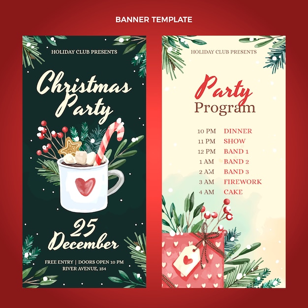 Free vector watercolor christmas vertical banners set