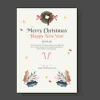 Free vector watercolor christmas vertical poster template