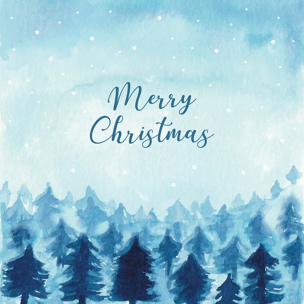 Free vector watercolor christmas winter landscape