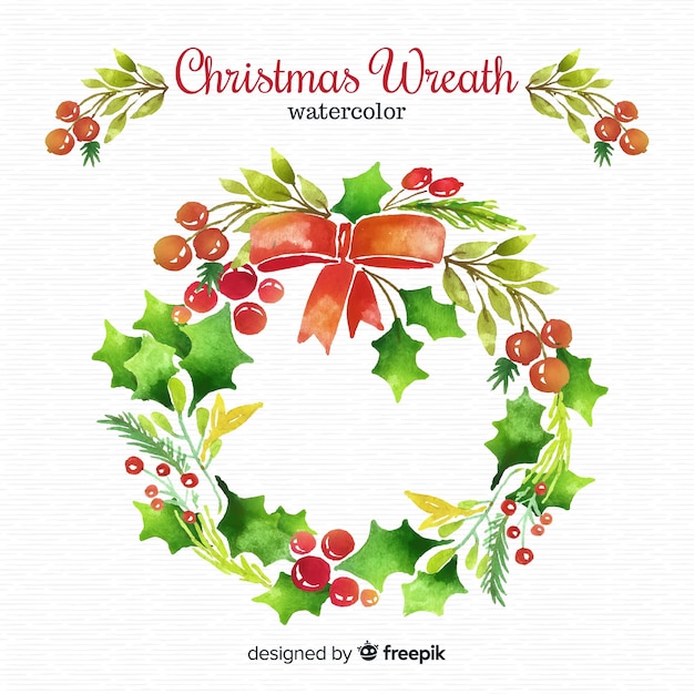 Free vector watercolor christmas wreath background