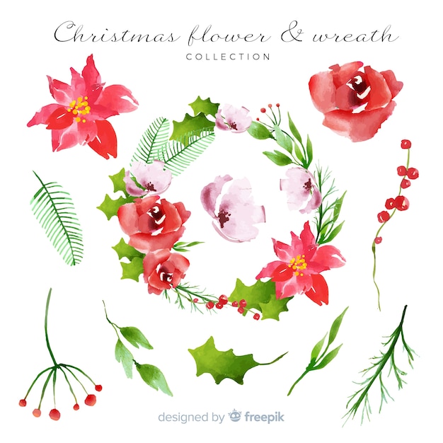 Free vector watercolor christmas wreath collection